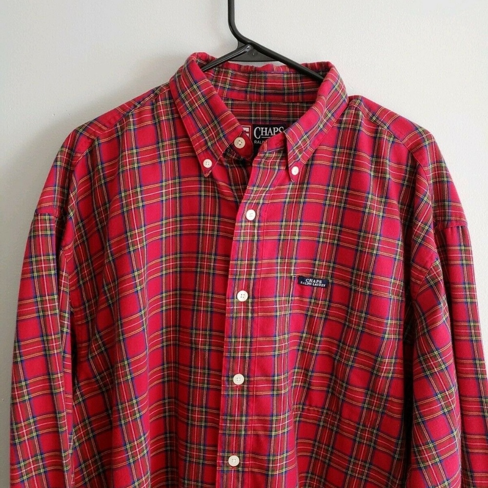 Chaps Ralph Lauren Mens Size LT Red Plaid Shirt